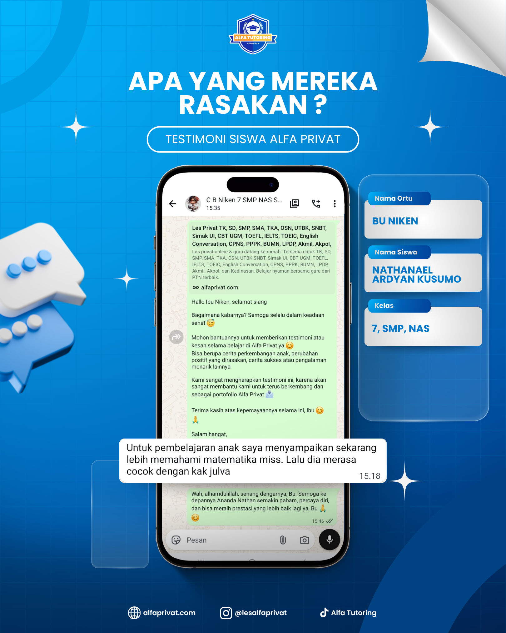Testimoni Orang Tua Siswa Bu Niken