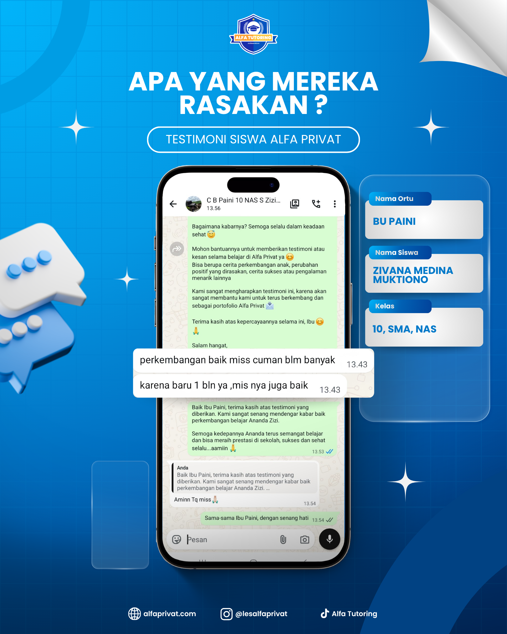 Testimoni Orang Tua Siswa Bu Paini