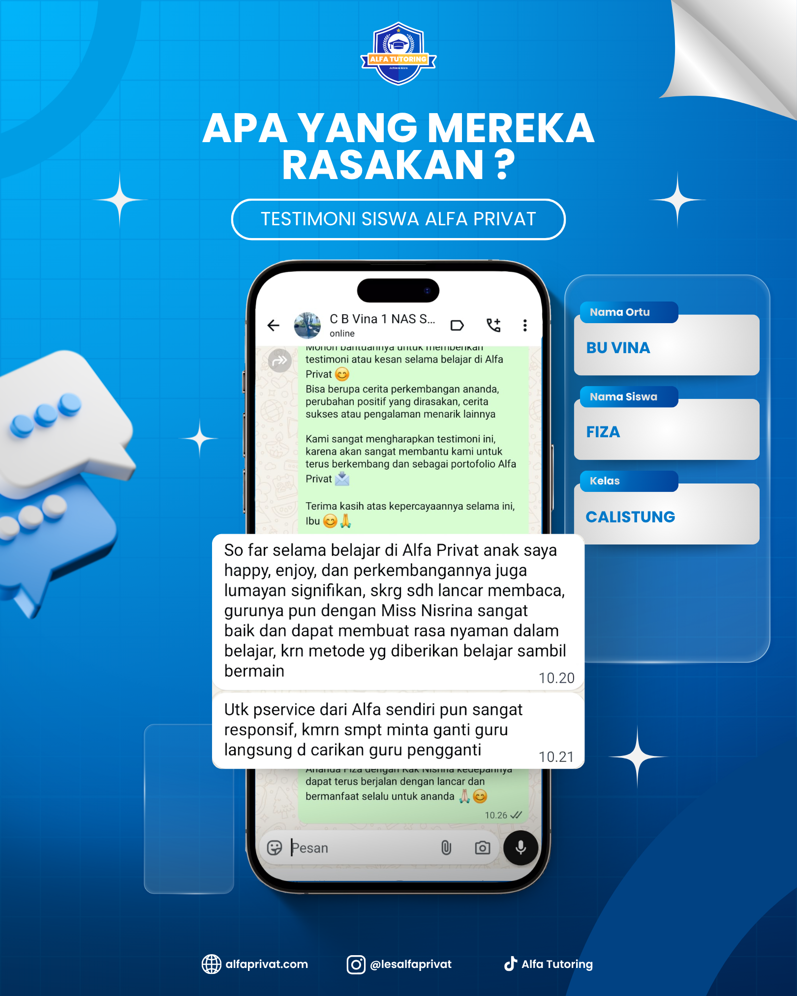 Testimoni Orang Tua Siswa Bu Vina