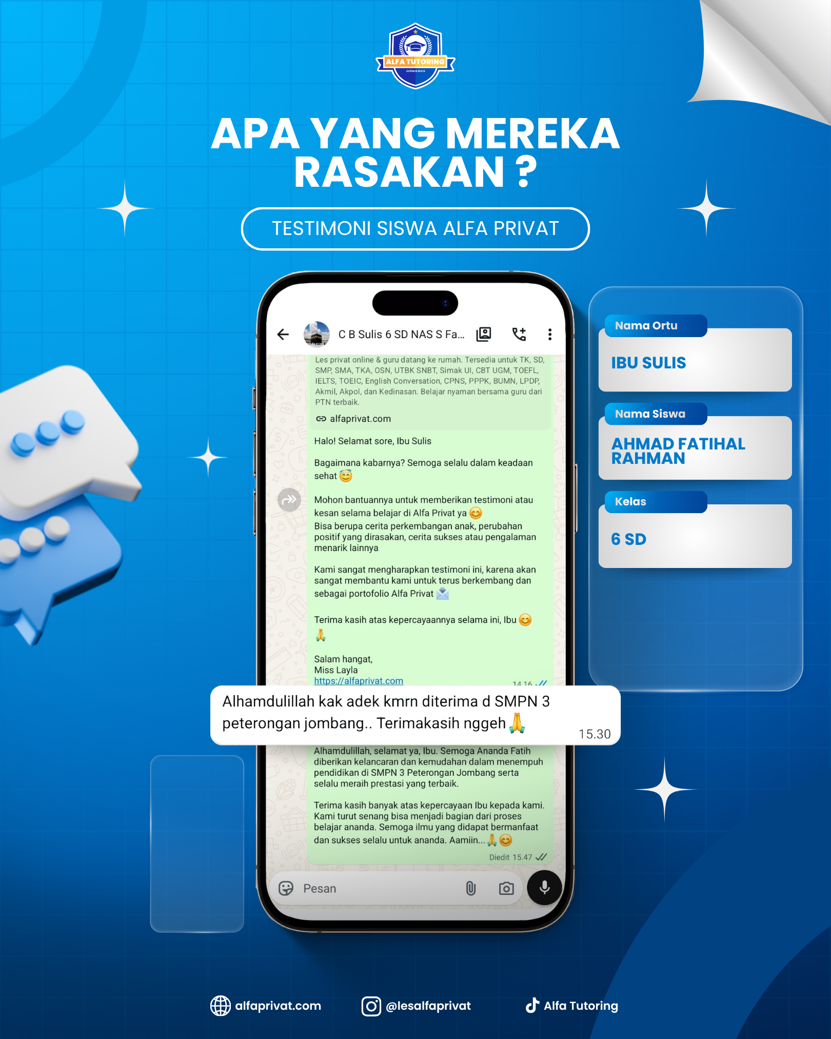Testimoni Orang Tua Siswa Ibu Sulis