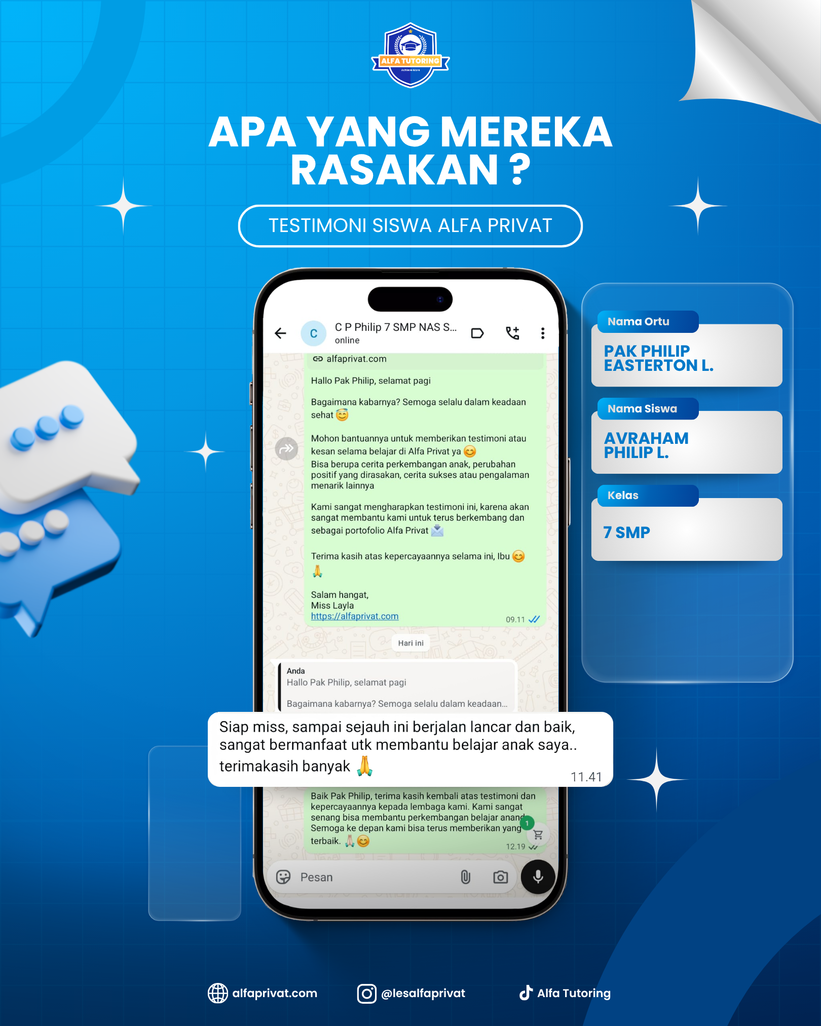 Testimoni Orang Tua Siswa Pak Philip